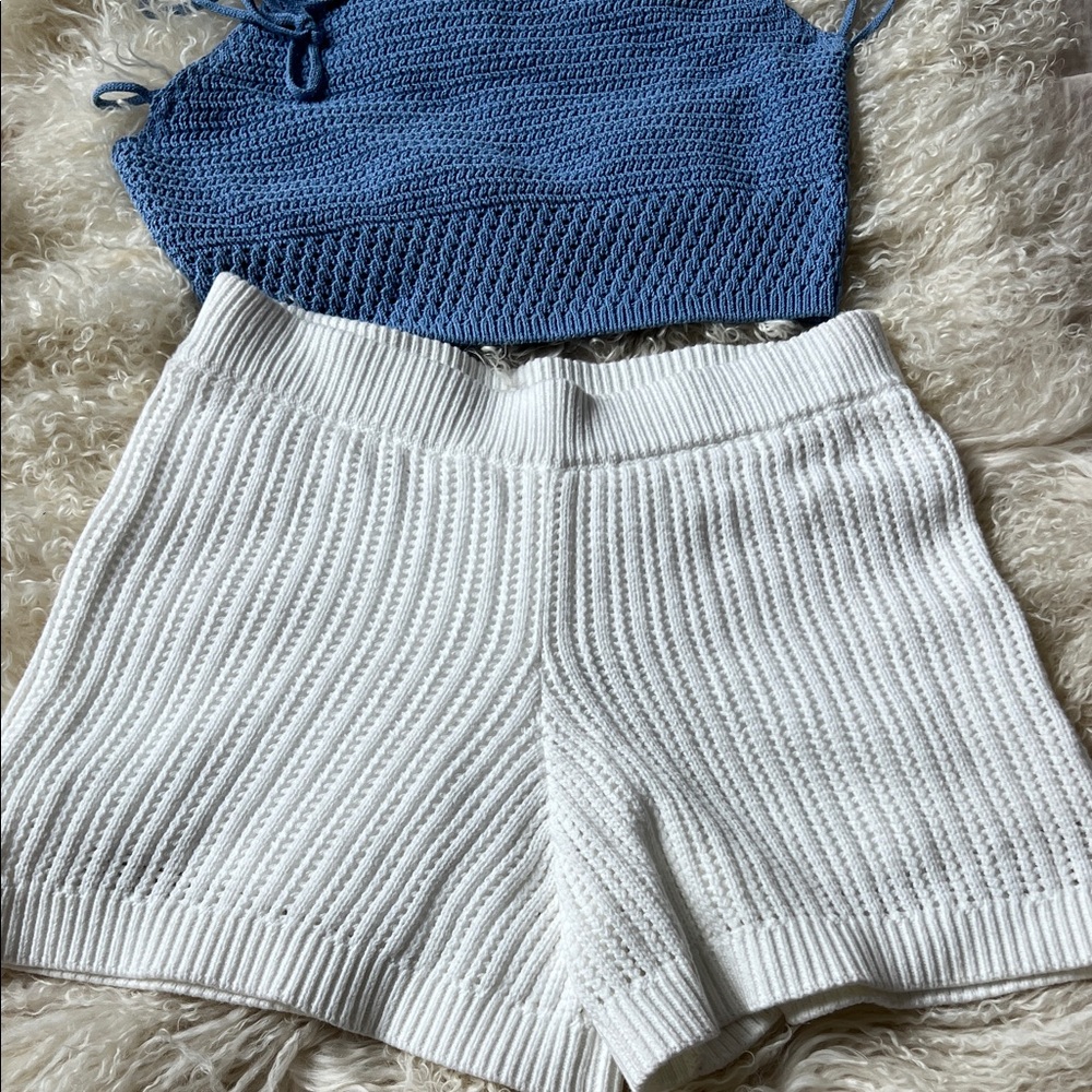 House of Harlow 1960 White Lined Knit Shorts NWOT